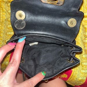 Moschino Vintage Black Redwall Gold Crossbody Bag